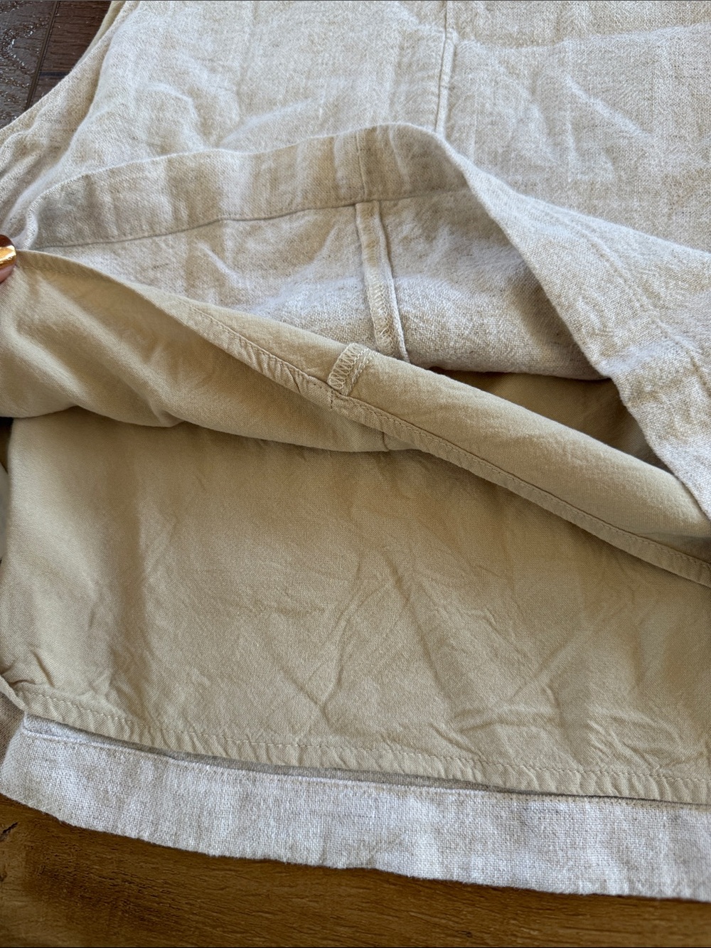 Abercrombie & Fitch Light Cream oatmealTextured Linen Sleeveless Tank S - Picture 4 of 5